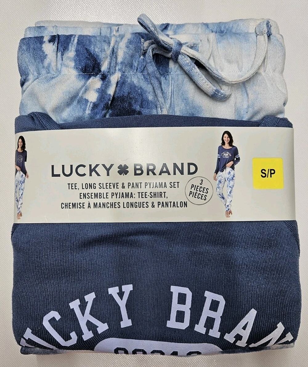 Lucky Brand Tee, Long Sleeve & Pant Pajama Set 3 Piece New.